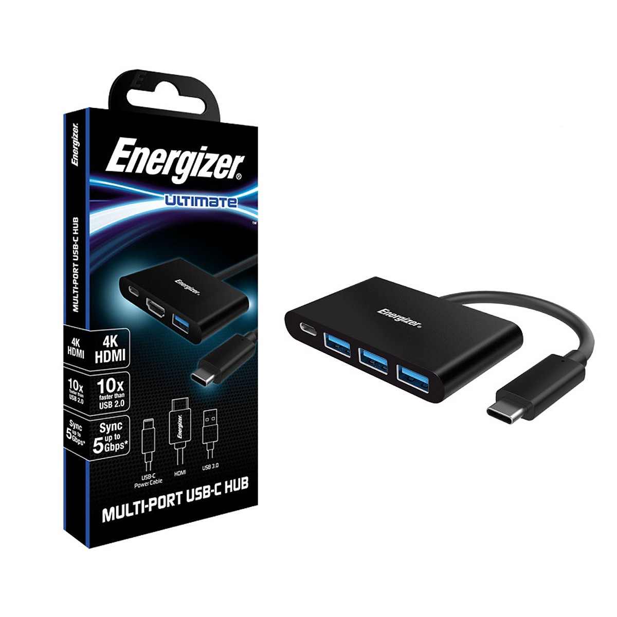 Bộ chuyển USB-C3.1 Hub  Energizer 3USB-A/1USB-C - HC304AC